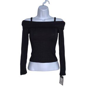Art Class Juniors Off-The-Shoulder Long Sleeve Top Black